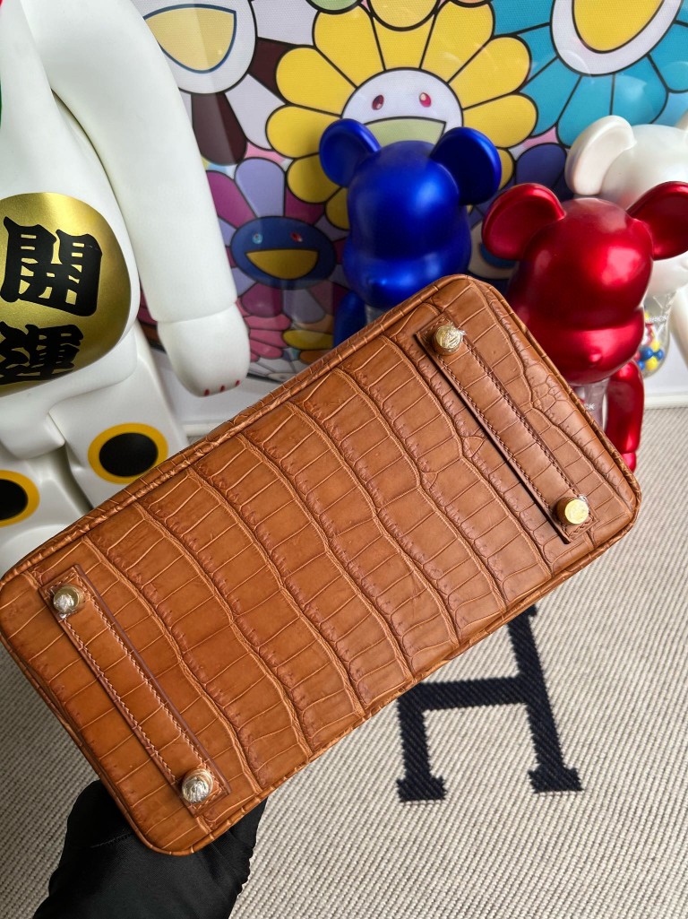 Hermès(爱马仕)Birkin 铂金包 porosus matt 雾面澳洲湾鳄 金棕色 金扣 25cm 顶级手缝-拉尔森鳄鱼皮具定制 - 爱马仕包包官网 Hermès(爱马仕)Birkin 铂金包 porosus matt 雾面澳洲湾鳄 金棕色 金扣 25cm 顶级手缝
