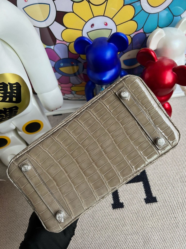 Hermès(爱马仕)Birkin 铂金包 Alligator shiny 亮面鳄鱼 ck81 斑鸠灰 Gris T 银扣 25cm 顶级手缝-拉尔森鳄鱼皮具定制 - 爱马仕包包官网 Hermès(爱马仕)Birkin 铂金包 Alligator shiny 亮面鳄鱼 ck81 斑鸠灰 Gris T 银扣 25cm 顶级手缝