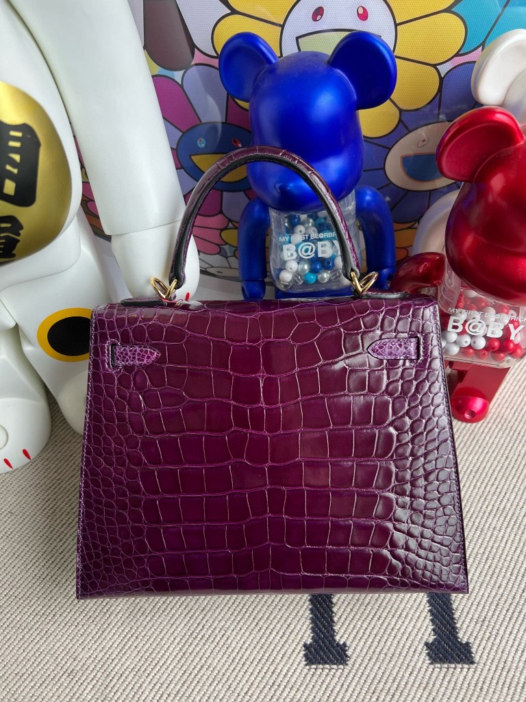 Hermès(爱马仕)Kelly 凯莉包 Alligator shiny 亮面鳄鱼 加仑紫 金扣 25cm 顶级手缝-拉尔森鳄鱼皮具定制 - 爱马仕包包官网 Hermès(爱马仕)Kelly 凯莉包 Alligator shiny 亮面鳄鱼 加仑紫 金扣 25cm 顶级手缝