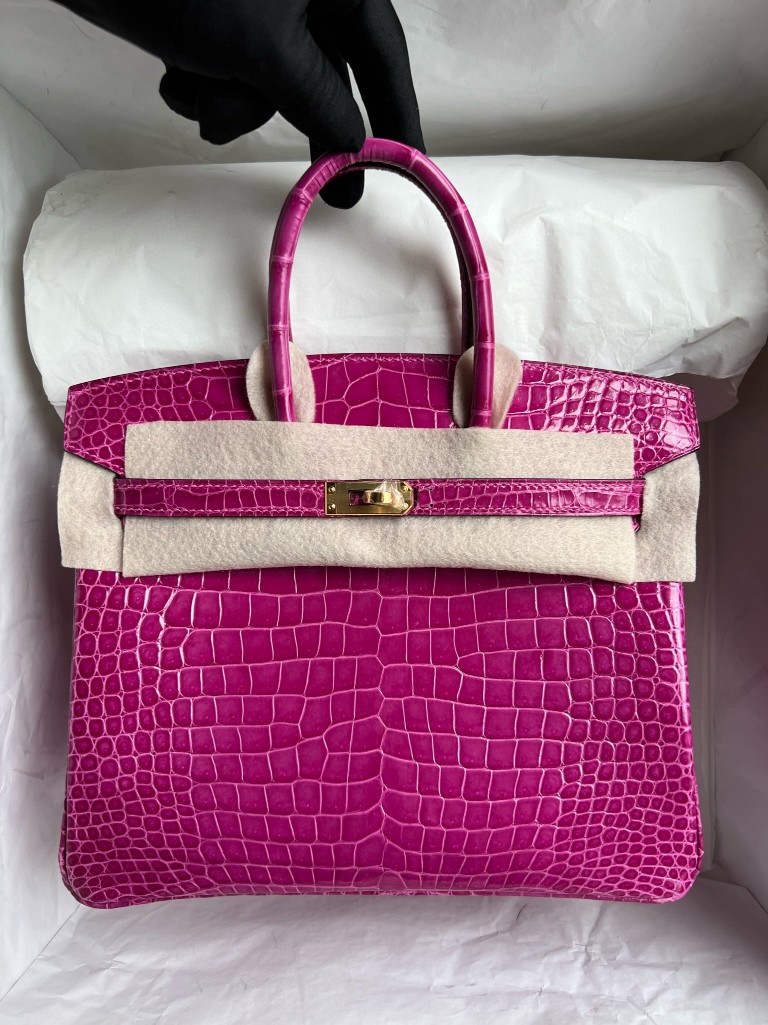 Hermès(爱马仕)Birkin 铂金包 porosus shiny 亮面鳄鱼 J5 天方夜谭粉紫 金扣 25cm 顶级手缝-拉尔森鳄鱼皮具定制 - 爱马仕包包官网 Hermès(爱马仕)Birkin 铂金包 porosus shiny 亮面鳄鱼 J5 天方夜谭粉紫 金扣 25cm 顶级手缝