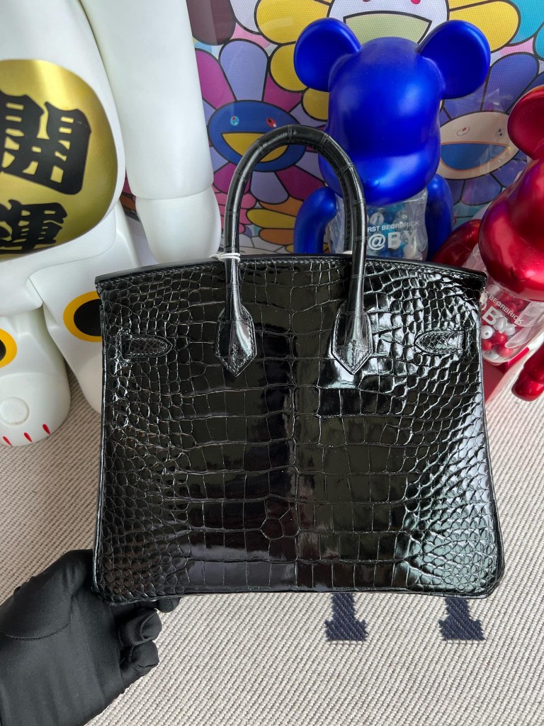 Hermès（爱马仕）Birkin 铂金包 Alligator shiny 亮面鳄鱼 ck89 黑色 Noir 银扣 顶级手缝