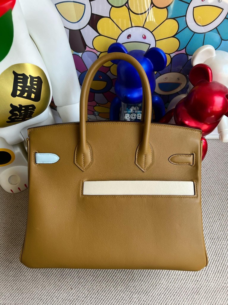 Hermès（爱马仕）Birkin 铂金包 colormatic swift 金棕色 拼 黄色 小牛皮包袋 30cm