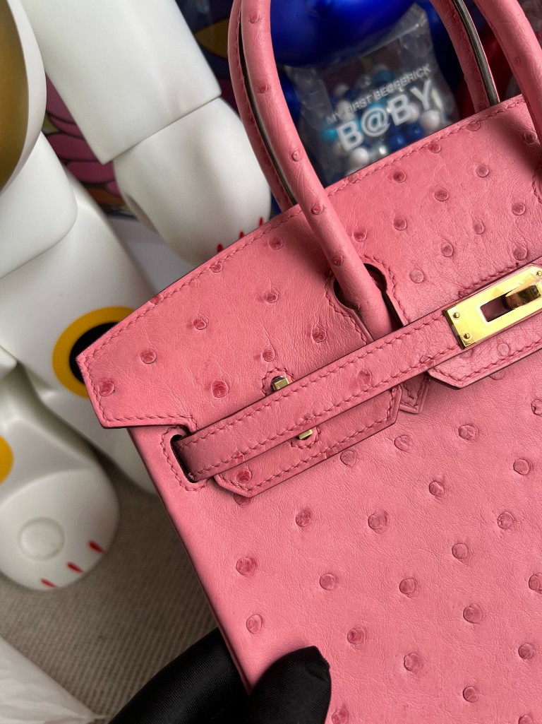 Hermès(爱马仕)Birkin 铂金包 Ostrich kk 鸵鸟 泡泡粉 金扣 25cm 顶级手缝-拉尔森鳄鱼皮具定制 - 爱马仕包包官网 Hermès(爱马仕)Birkin 铂金包 Ostrich kk 鸵鸟 泡泡粉 金扣 25cm 顶级手缝