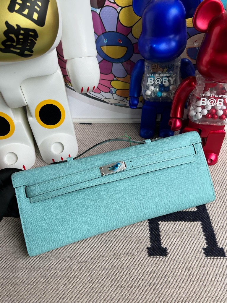 Hermès(爱马仕)Kelly cut Epsom 原厂掌纹皮 3p 马卡龙蓝 银扣 31cm 顶级手缝-拉尔森鳄鱼皮具定制 - 爱马仕包包官网 Hermès(爱马仕)Kelly cut Epsom 原厂掌纹皮 3p 马卡龙蓝 银扣 31cm 顶级手缝