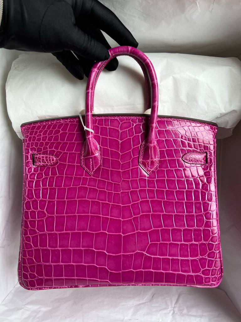 Hermès(爱马仕)Birkin 铂金包 porosus shiny 亮面鳄鱼 J5 天方夜谭粉紫 金扣 25cm 顶级手缝-拉尔森鳄鱼皮具定制 - 爱马仕包包官网 Hermès(爱马仕)Birkin 铂金包 porosus shiny 亮面鳄鱼 J5 天方夜谭粉紫 金扣 25cm 顶级手缝