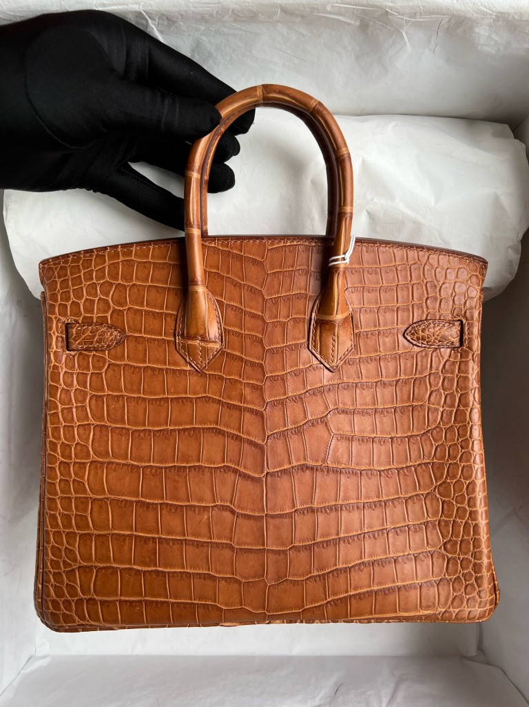 Hermès(爱马仕)Birkin 铂金包 porosus matt 雾面澳洲湾鳄 金棕色 金扣 25cm 顶级手缝-拉尔森鳄鱼皮具定制 - 爱马仕包包官网 Hermès(爱马仕)Birkin 铂金包 porosus matt 雾面澳洲湾鳄 金棕色 金扣 25cm 顶级手缝