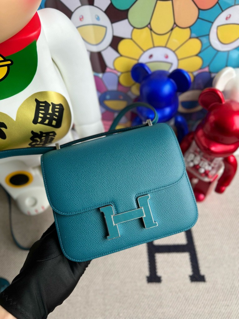 Hermès（爱马仕）Constance 康康 Epsom 原厂掌纹皮 W0 博斯普鲁斯绿 珐琅扣 18cm 顶级手缝