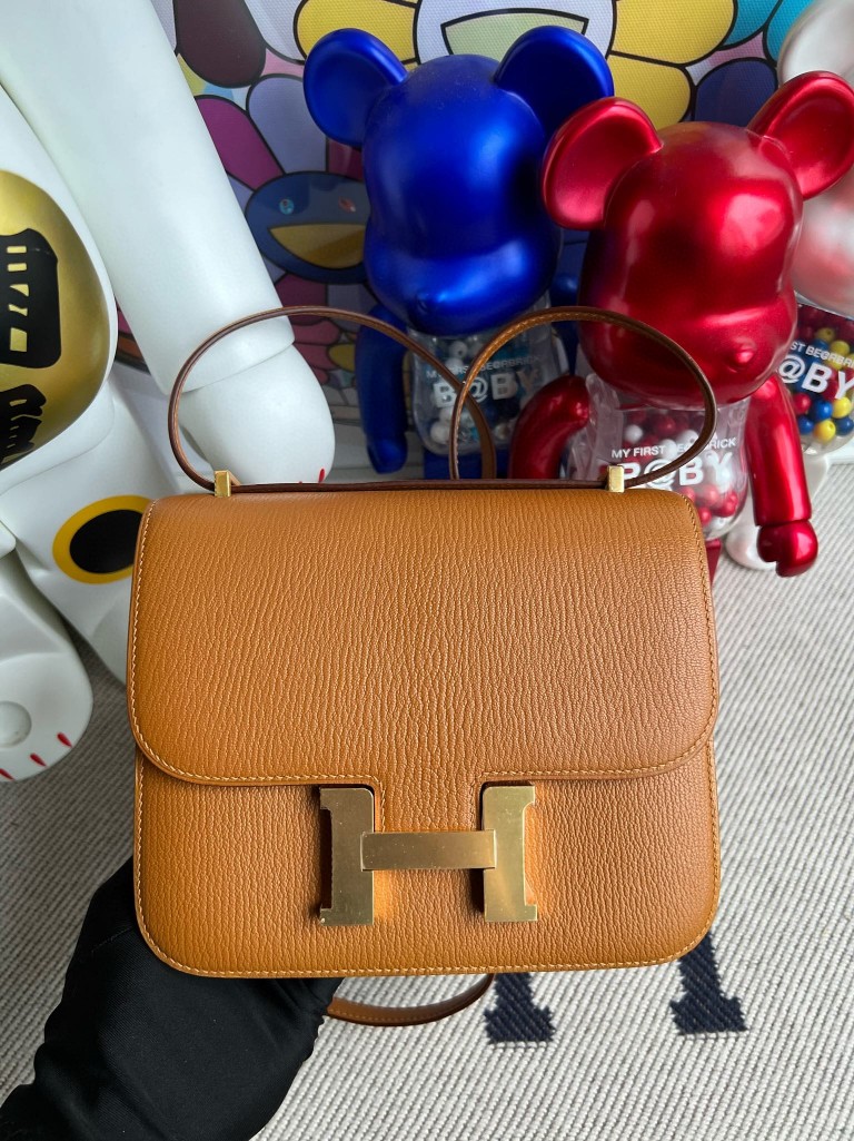 Hermès（爱马仕）Constance 康斯坦斯 Chevre 山羊皮 ck37 金棕色 Gold 金扣 18cm 顶级手缝