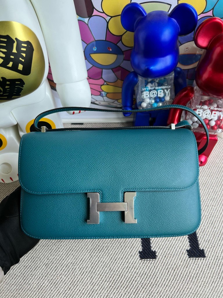 Hermès（爱马仕）Constance 空姐包 Epsom W0 博斯普鲁斯绿 银扣 26cm 顶级手缝