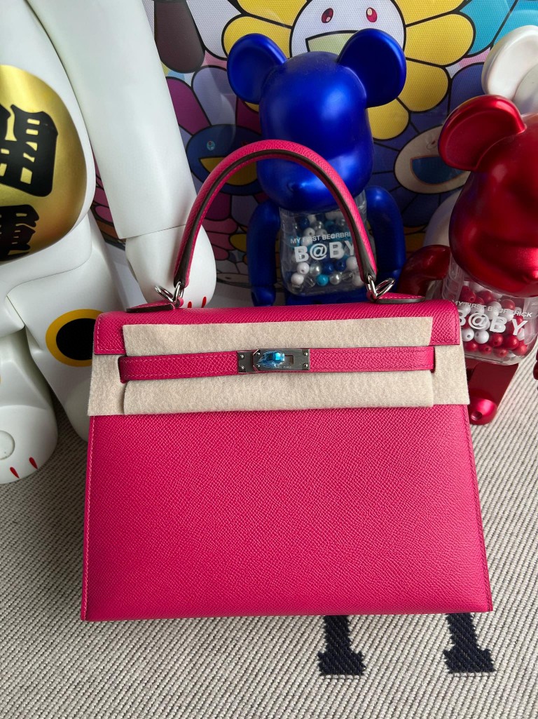 Hermès(爱马仕)Kelly 凯莉包 Epsom 原厂掌纹皮 墨西哥粉 rose mexico 银扣 25cm 顶级手缝-拉尔森鳄鱼皮具定制 - 爱马仕包包官网 Hermès(爱马仕)Kelly 凯莉包 Epsom 原厂掌纹皮 墨西哥粉 rose mexico 银扣 25cm 顶级手缝