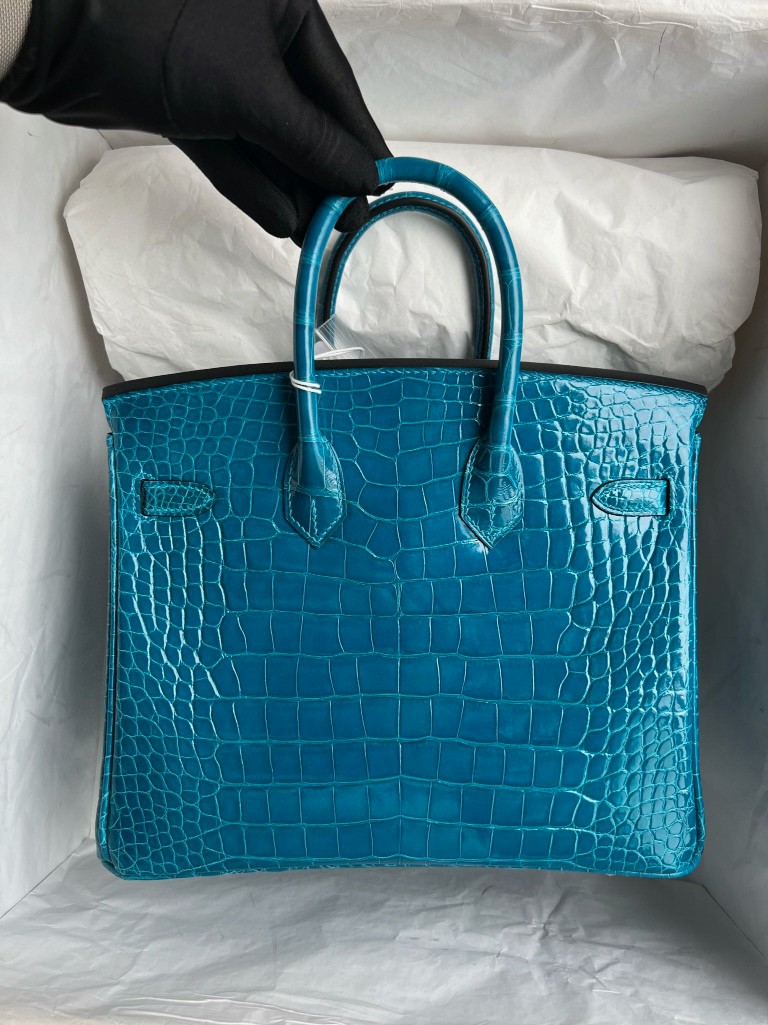 Hermès(爱马仕)Birkin 铂金包 Alligator shiny 亮面鳄鱼 7w 伊兹密尔蓝 银扣 25cm 顶级手缝-拉尔森鳄鱼皮具定制 - 爱马仕包包官网 Hermès(爱马仕)Birkin 铂金包 Alligator shiny 亮面鳄鱼 7w 伊兹密尔蓝 银扣 25cm 顶级手缝
