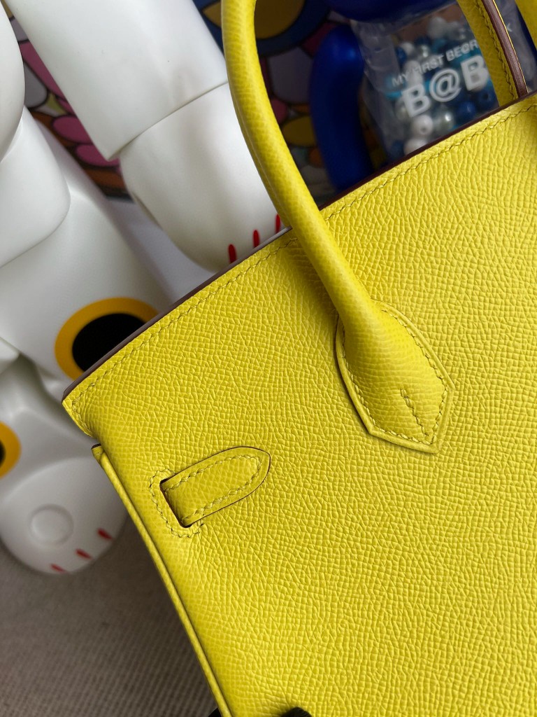 Hermès(爱马仕)Birkin 铂金包 Epsom 原厂掌纹皮 9R 柠檬黄 内拼 琉璃蓝 银扣 25cm 顶级手缝-拉尔森鳄鱼皮具定制 - 爱马仕包包官网 Hermès(爱马仕)Birkin 铂金包 Epsom 原厂掌纹皮 9R 柠檬黄 内拼 琉璃蓝 银扣 25cm 顶级手缝