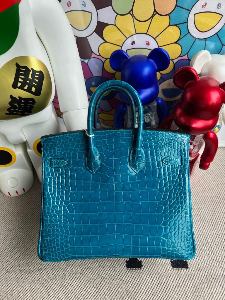 Hermès(爱马仕)Birkin 铂金包 Alligator shiny 亮面鳄鱼 7w 伊兹密尔蓝 银扣 25cm 顶级手缝-拉尔森鳄鱼皮具定制 - 爱马仕包包官网 Hermès(爱马仕)Birkin 铂金包 Alligator shiny 亮面鳄鱼 7w 伊兹密尔蓝 银扣 25cm 顶级手缝