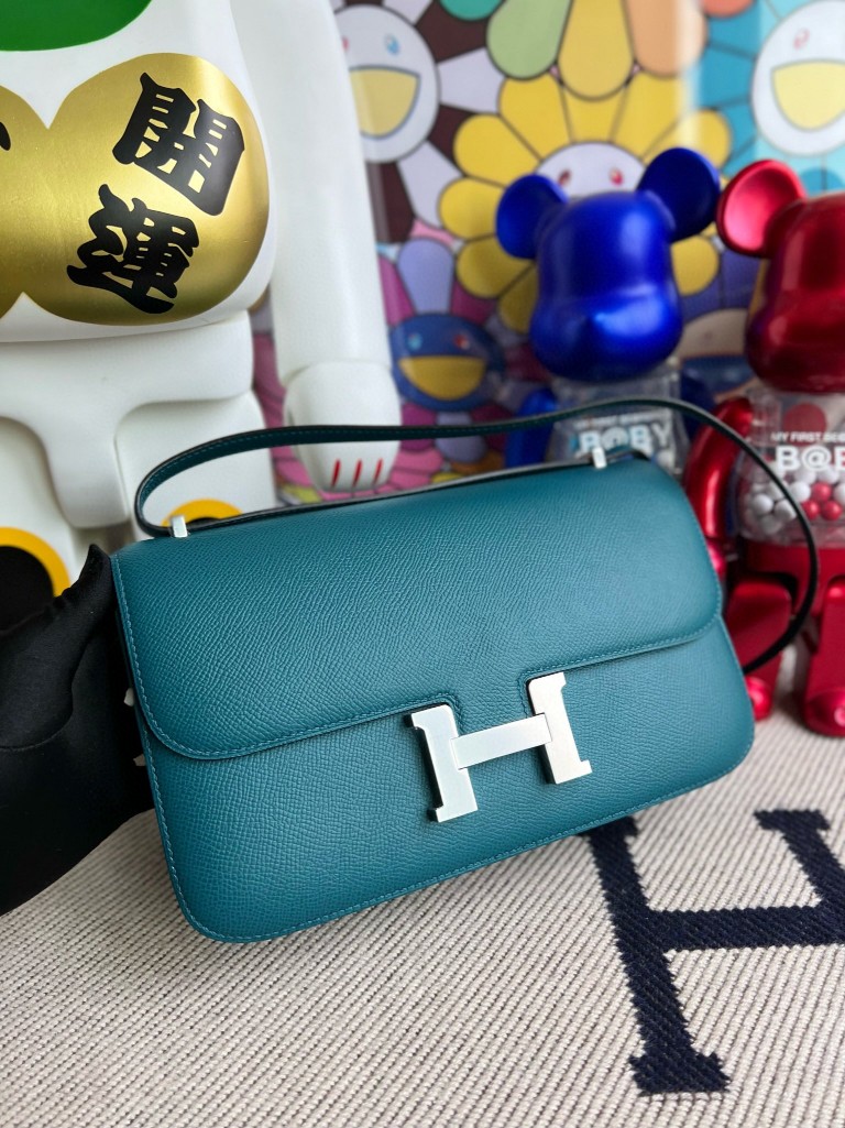 Hermès（爱马仕）Constance 空姐包 Epsom W0 博斯普鲁斯绿 银扣 26cm 顶级手缝