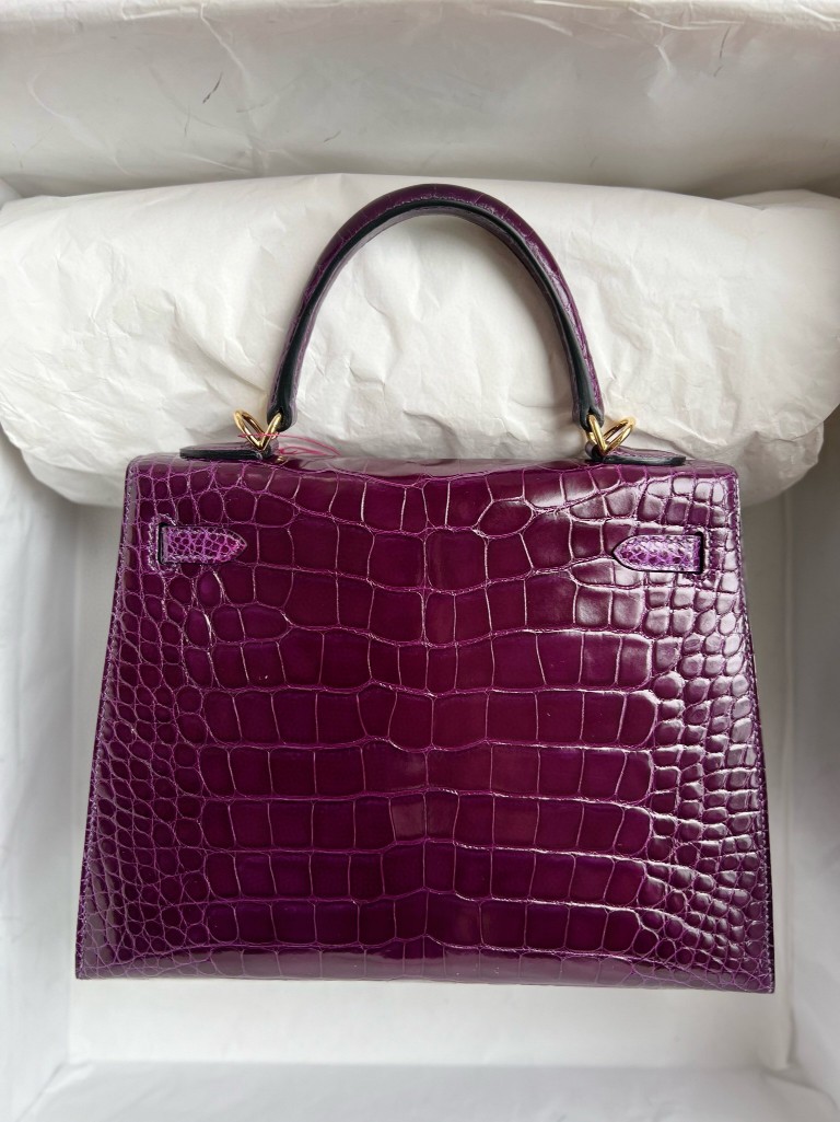 Hermès(爱马仕)Kelly 凯莉包 Alligator shiny 亮面鳄鱼 加仑紫 金扣 25cm 顶级手缝-拉尔森鳄鱼皮具定制 - 爱马仕包包官网 Hermès(爱马仕)Kelly 凯莉包 Alligator shiny 亮面鳄鱼 加仑紫 金扣 25cm 顶级手缝