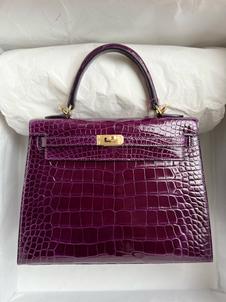 Hermès(爱马仕)Kelly 凯莉包 Alligator shiny 亮面鳄鱼 加仑紫 金扣 25cm 顶级手缝-拉尔森鳄鱼皮具定制 - 爱马仕包包官网 Hermès(爱马仕)Kelly 凯莉包 Alligator shiny 亮面鳄鱼 加仑紫 金扣 25cm 顶级手缝