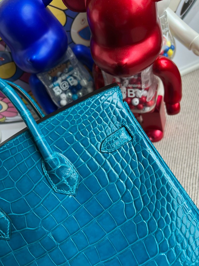 Hermès(爱马仕)Birkin 铂金包 Alligator shiny 亮面鳄鱼 7w 伊兹密尔蓝 银扣 25cm 顶级手缝-拉尔森鳄鱼皮具定制 - 爱马仕包包官网 Hermès(爱马仕)Birkin 铂金包 Alligator shiny 亮面鳄鱼 7w 伊兹密尔蓝 银扣 25cm 顶级手缝
