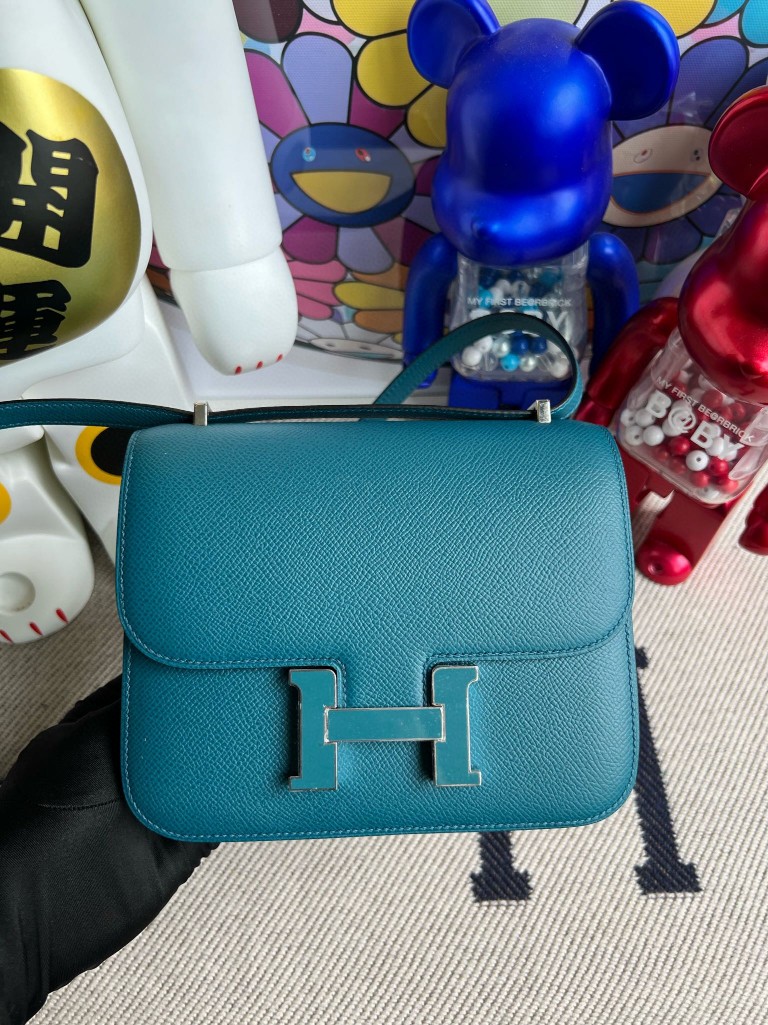 Hermès（爱马仕）Constance 康康 Epsom 原厂掌纹皮 W0 博斯普鲁斯绿 珐琅扣 18cm 顶级手缝