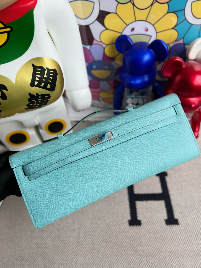 Hermès(爱马仕)Kelly cut Epsom 原厂掌纹皮 3p 马卡龙蓝 银扣 31cm 顶级手缝-拉尔森鳄鱼皮具定制 - 爱马仕包包官网 Hermès(爱马仕)Kelly cut Epsom 原厂掌纹皮 3p 马卡龙蓝 银扣 31cm 顶级手缝