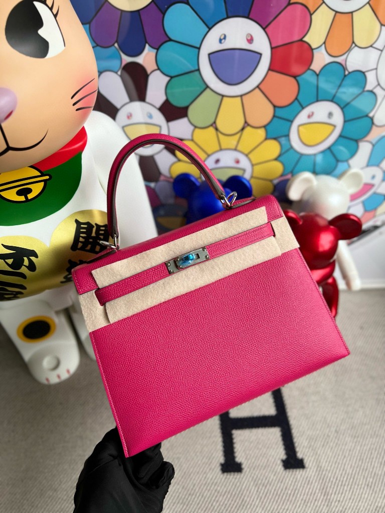 Hermès(爱马仕)Kelly 凯莉包 Epsom 原厂掌纹皮 墨西哥粉 rose mexico 银扣 25cm 顶级手缝-拉尔森鳄鱼皮具定制 - 爱马仕包包官网 Hermès(爱马仕)Kelly 凯莉包 Epsom 原厂掌纹皮 墨西哥粉 rose mexico 银扣 25cm 顶级手缝