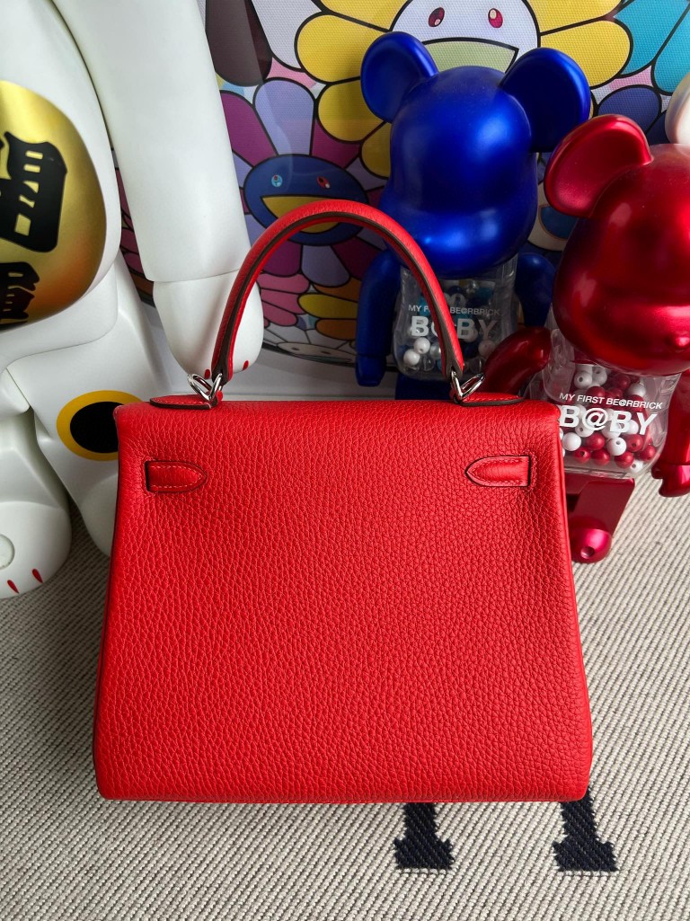 Hermès（爱马仕）Kelly 凯莉包 原厂小牛皮 togo S3 心红色 银扣 25cm 顶级手缝