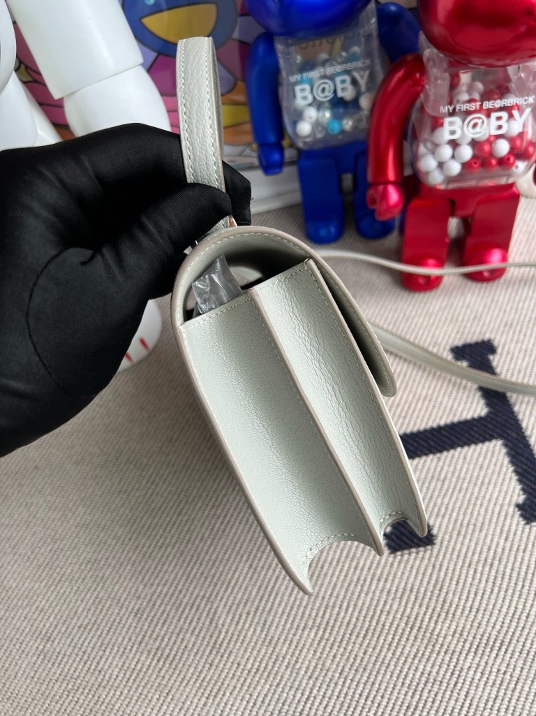 Hermès（爱马仕）Constance 康斯坦斯 Chevre 山羊皮 ck80 珍珠灰 grey pearl 玫瑰金扣 18cm 顶级手缝