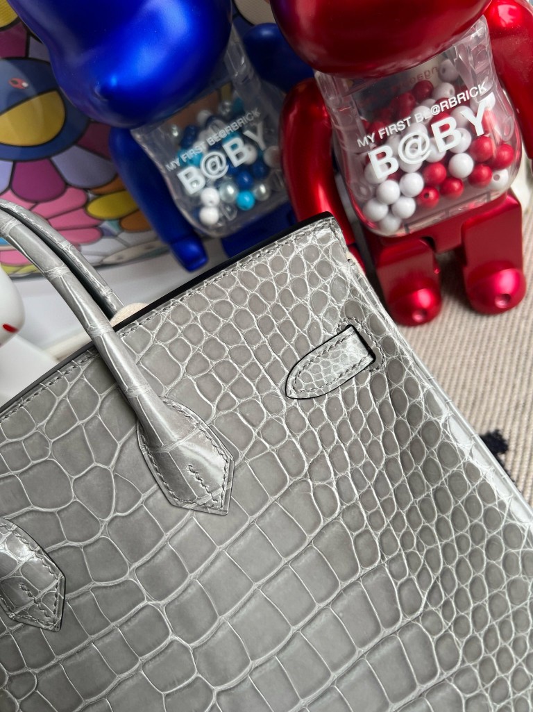Hermès(爱马仕)Birkin 铂金包 Alligator shiny 亮面鳄鱼 冰川灰 银扣 25cm-拉尔森鳄鱼皮具定制 - 爱马仕包包官网 Hermès(爱马仕)Birkin 铂金包 Alligator shiny 亮面鳄鱼 冰川灰 银扣 25cm