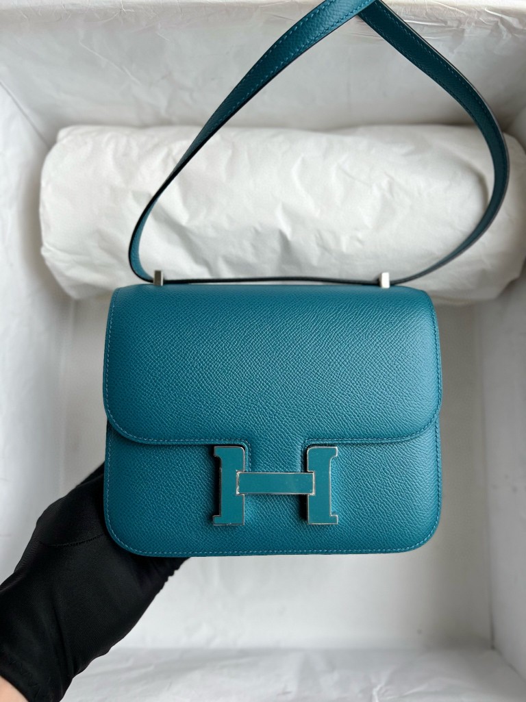 Hermès（爱马仕）Constance 康康 Epsom 原厂掌纹皮 W0 博斯普鲁斯绿 珐琅扣 18cm 顶级手缝