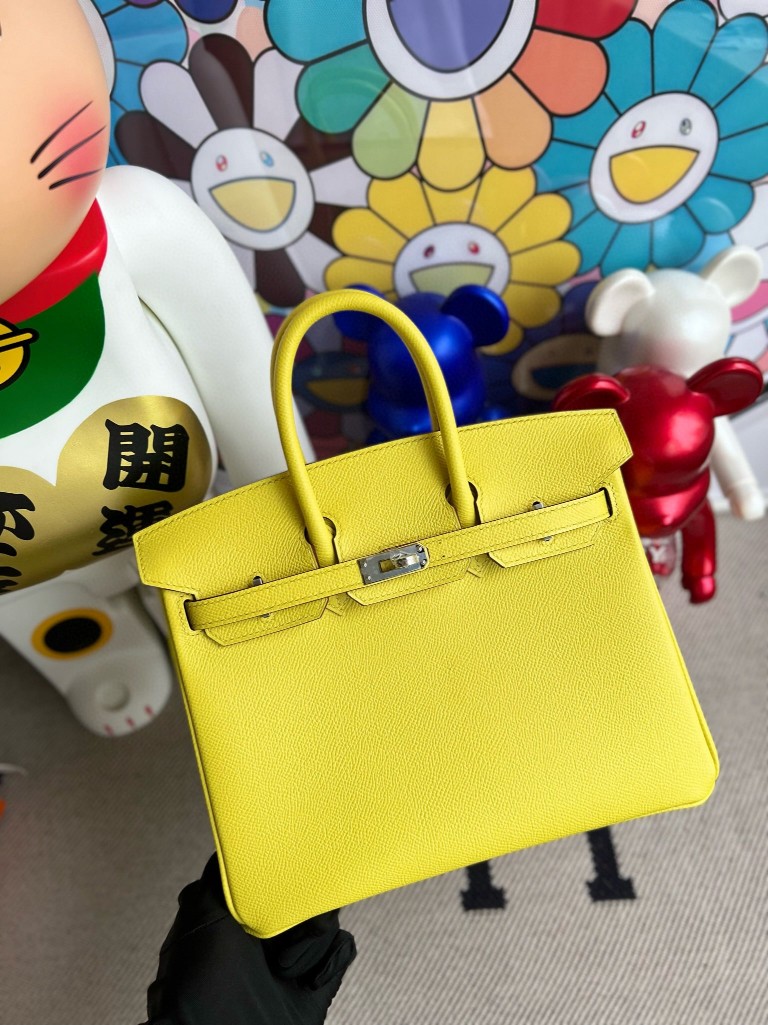 Hermès(爱马仕)Birkin 铂金包 Epsom 原厂掌纹皮 9R 柠檬黄 内拼 琉璃蓝 银扣 25cm 顶级手缝-拉尔森鳄鱼皮具定制 - 爱马仕包包官网 Hermès(爱马仕)Birkin 铂金包 Epsom 原厂掌纹皮 9R 柠檬黄 内拼 琉璃蓝 银扣 25cm 顶级手缝