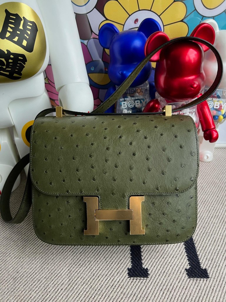 Hermès(爱马仕)Constance 康斯坦斯 Ostrich kk 鸵鸟 橄榄绿 金扣 24cm 顶级手缝-拉尔森鳄鱼皮具定制 - 爱马仕包包官网 Hermès(爱马仕)Constance 康斯坦斯 Ostrich kk 鸵鸟 橄榄绿 金扣 24cm 顶级手缝