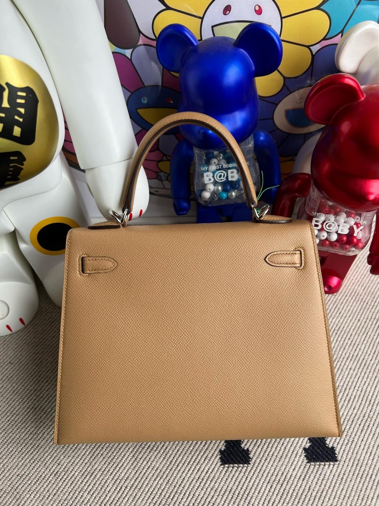 Hermès（爱马仕）Kelly 凯莉包 Epsom 原厂掌纹皮 饼干色 Biscuit 银扣 25cm 顶级手缝