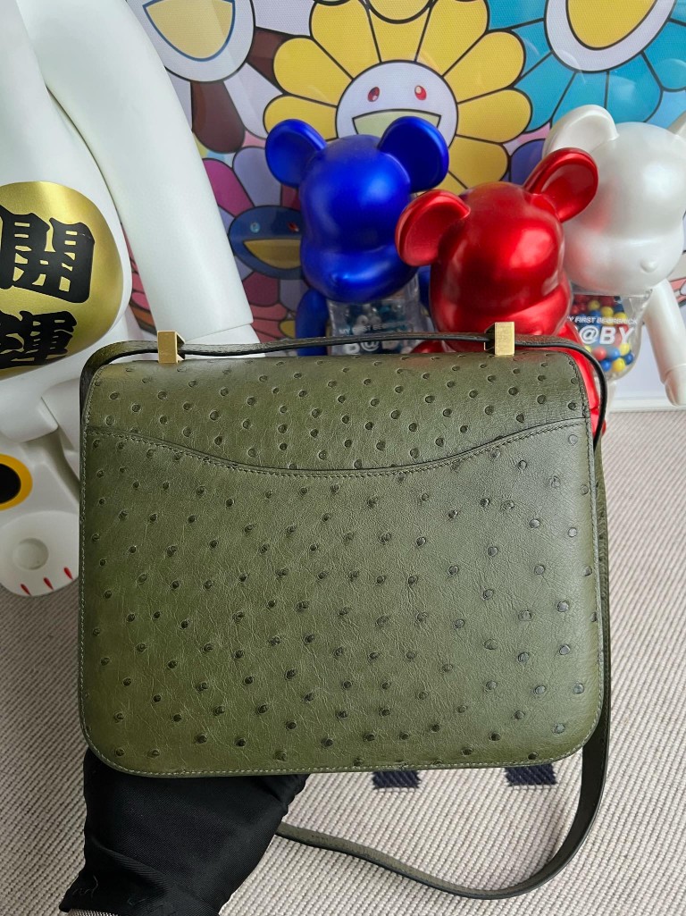 Hermès(爱马仕)Constance 康斯坦斯 Ostrich kk 鸵鸟 橄榄绿 金扣 24cm 顶级手缝-拉尔森鳄鱼皮具定制 - 爱马仕包包官网 Hermès(爱马仕)Constance 康斯坦斯 Ostrich kk 鸵鸟 橄榄绿 金扣 24cm 顶级手缝