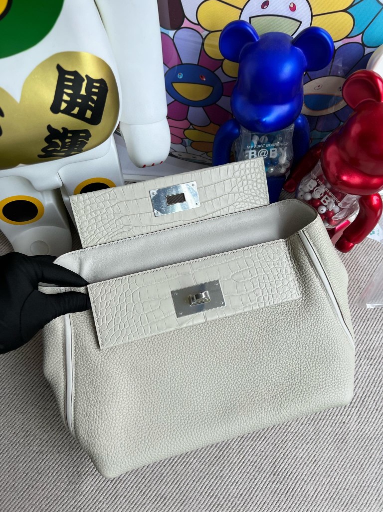 Hermès(爱马仕)kelly 2424 alligator matt 雾面鳄鱼 珍珠灰 银扣 29cm-拉尔森鳄鱼皮具定制 - 爱马仕包包官网 Hermès(爱马仕)kelly 2424 alligator matt 雾面鳄鱼 珍珠灰 银扣 29cm