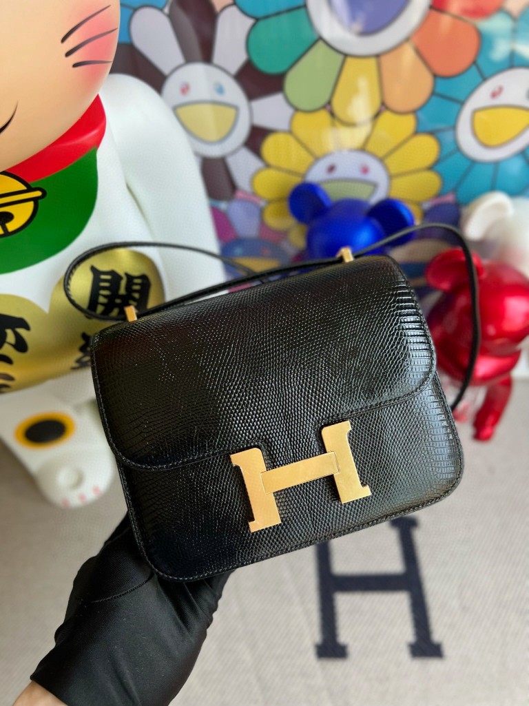 Hermès(爱马仕)Constance 康康 Lizard 进口亮面蜥蜴 ck89 黑色 Noir 金扣 18cm 顶级手缝-拉尔森鳄鱼皮具定制 - 爱马仕包包官网 Hermès(爱马仕)Constance 康康 Lizard 进口亮面蜥蜴 ck89 黑色 Noir 金扣 18cm 顶级手缝