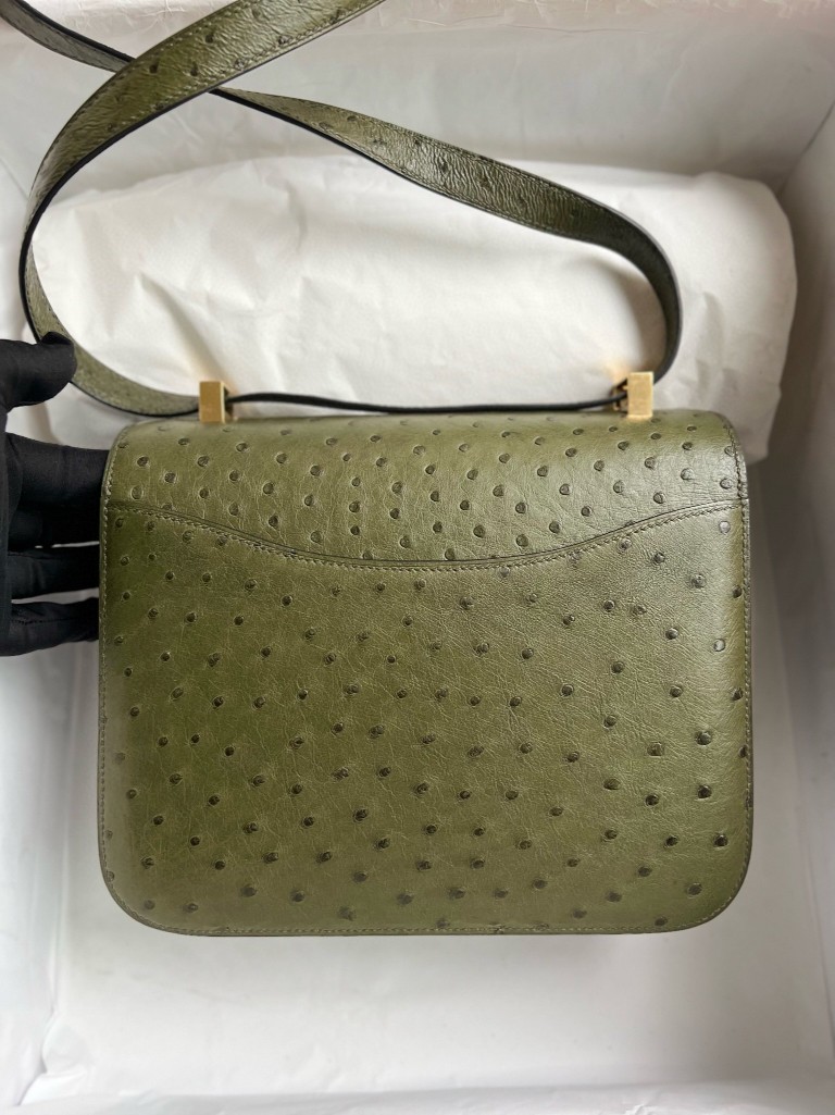 Hermès(爱马仕)Constance 康斯坦斯 Ostrich kk 鸵鸟 橄榄绿 金扣 24cm 顶级手缝-拉尔森鳄鱼皮具定制 - 爱马仕包包官网 Hermès(爱马仕)Constance 康斯坦斯 Ostrich kk 鸵鸟 橄榄绿 金扣 24cm 顶级手缝