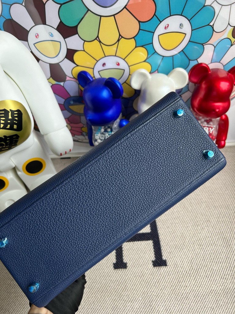 Hermès(爱马仕)Kelly 凯莉包 原厂小牛皮 togo 7k 宝石蓝 银扣 32cm 顶级手缝-拉尔森鳄鱼皮具定制 - 爱马仕包包官网 Hermès(爱马仕)Kelly 凯莉包 原厂小牛皮 togo 7k 宝石蓝 银扣 32cm 顶级手缝