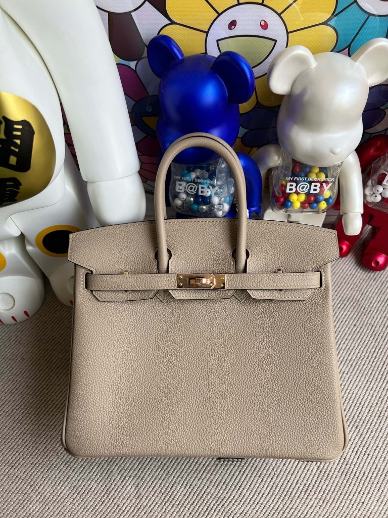Hermès（爱马仕）Birkin 铂金包 原厂小牛皮 togo 斑鸠灰 rose gold 玫瑰金扣 25cm 顶级手缝