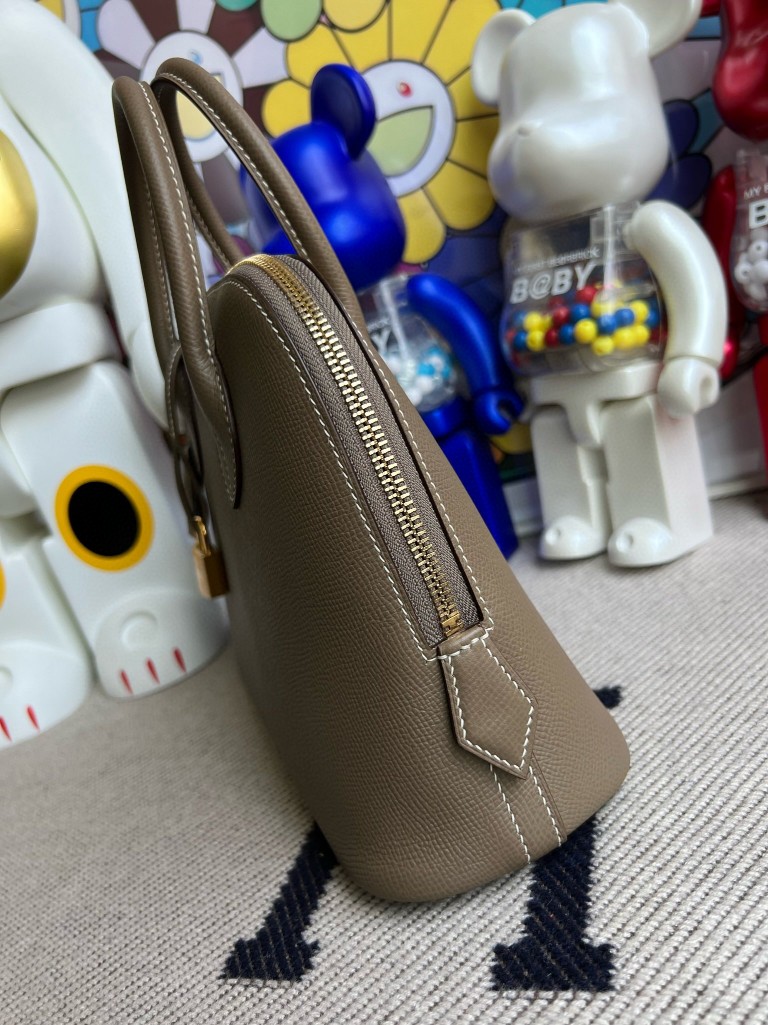 Hermès（爱马仕）Bolide 保龄球包 Epsom 原厂掌纹皮 ck18 大象灰 etoupe 金扣 25cm 顶级手缝