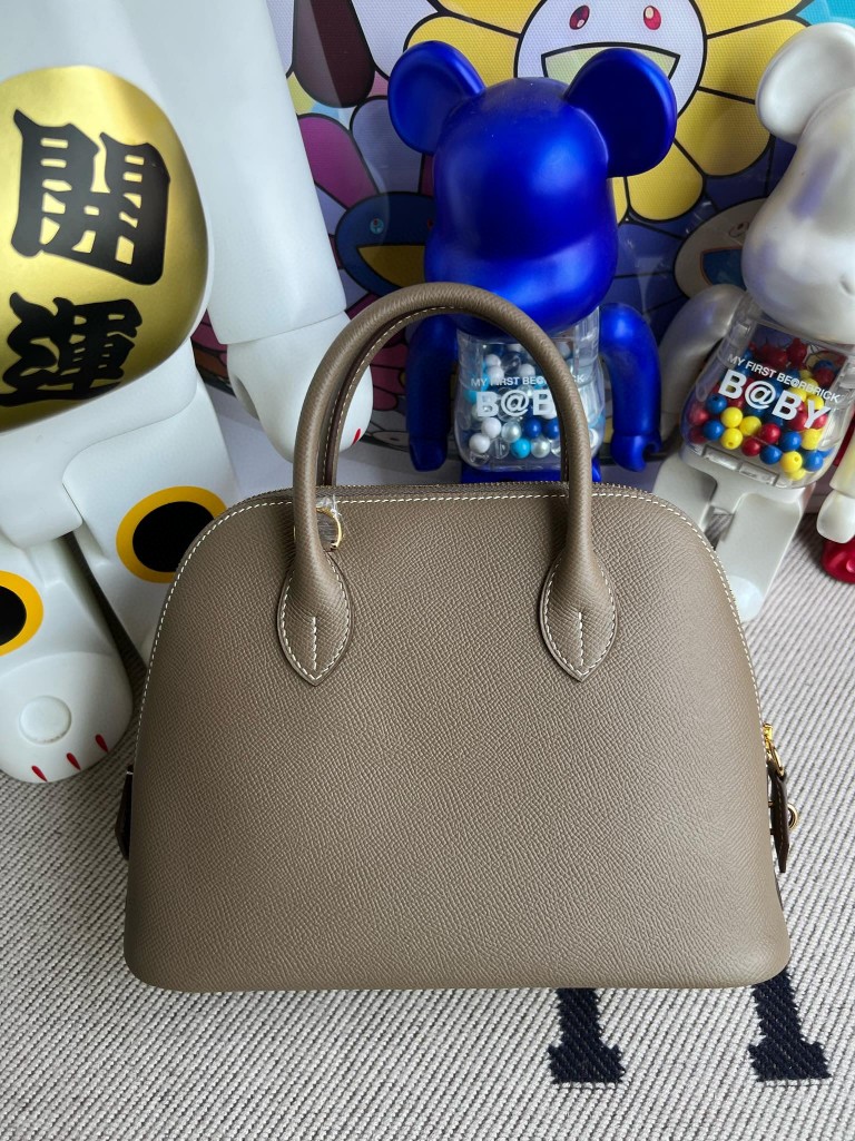 Hermès（爱马仕）Bolide 保龄球包 Epsom 原厂掌纹皮 ck18 大象灰 etoupe 金扣 25cm 顶级手缝