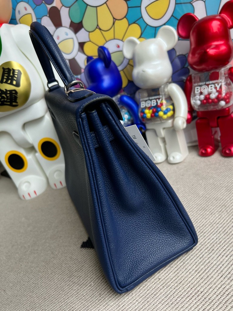 Hermès(爱马仕)Kelly 凯莉包 原厂小牛皮 togo 7k 宝石蓝 银扣 32cm 顶级手缝-拉尔森鳄鱼皮具定制 - 爱马仕包包官网 Hermès(爱马仕)Kelly 凯莉包 原厂小牛皮 togo 7k 宝石蓝 银扣 32cm 顶级手缝