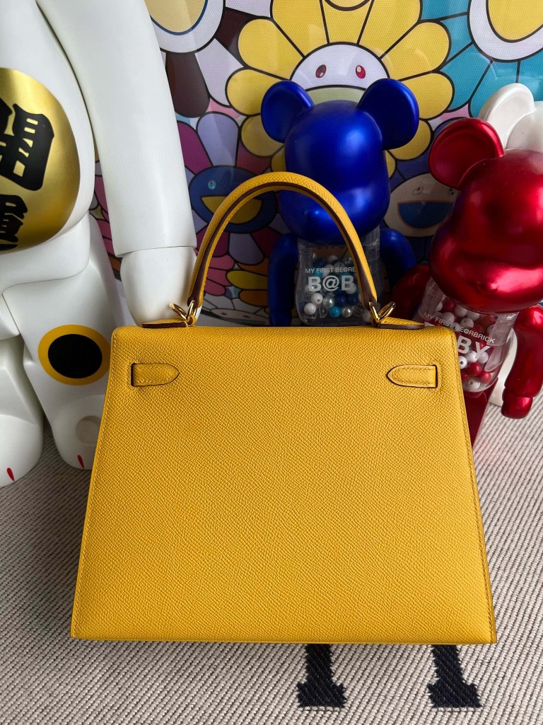 Hermès（爱马仕）Kelly 凯莉包 掌纹皮 Epsom 9D 琥珀黄 Ambre 金扣 25cm