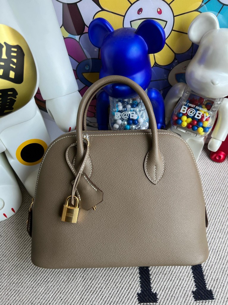 Hermès（爱马仕）Bolide 保龄球包 Epsom 原厂掌纹皮 ck18 大象灰 etoupe 金扣 25cm 顶级手缝
