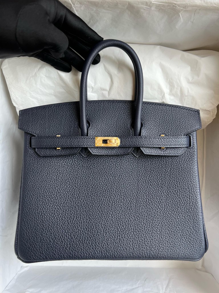 Hermès（爱马仕）Birkin 铂金包 原厂小牛皮 togo 2Z 午夜蓝 Blue nuit 金扣 25cm 顶级手缝