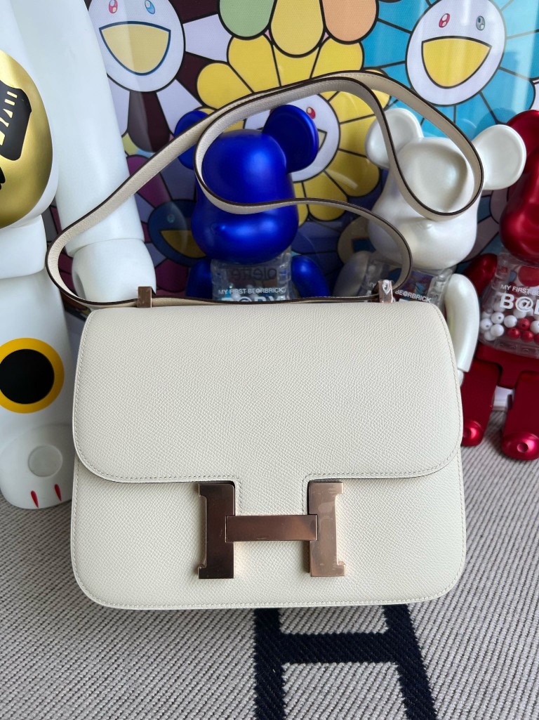 Hermès(爱马仕)Constance 康斯坦斯 Epsom 掌纹皮 ck10 奶昔白 Craie 玫瑰金扣 Rose gold 24cm 顶级手缝-拉尔森鳄鱼皮具定制 - 爱马仕包包官网 Hermès(爱马仕)Constance 康斯坦斯 Epsom 掌纹皮 ck10 奶昔白 Craie 玫瑰金扣 Rose gold 24cm 顶级手缝