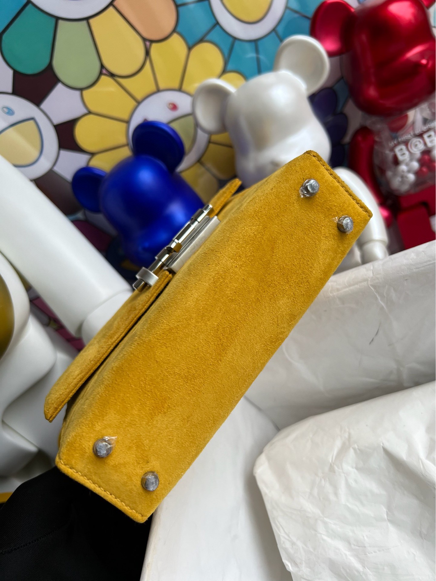 Hermès(爱马仕)Verrou 机枪包 麂皮 9D 琥珀黄 Ambre 银扣 17cm 顶级手缝-拉尔森鳄鱼皮具定制 - 爱马仕包包官网 Hermès(爱马仕)Verrou 机枪包 麂皮 9D 琥珀黄 Ambre 银扣 17cm 顶级手缝