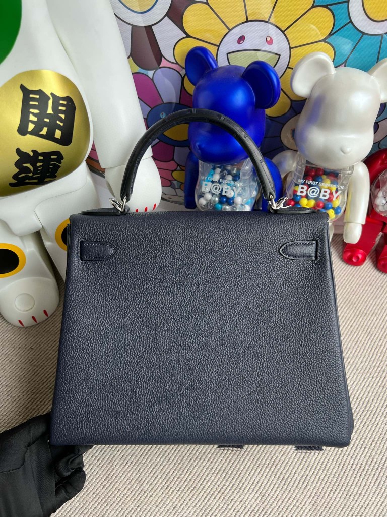 Hermès(爱马仕)Kelly 凯莉包 Touch 系列 午夜蓝 雾面鳄 银扣 28cm 顶级手缝-拉尔森鳄鱼皮具定制 - 爱马仕包包官网 Hermès(爱马仕)Kelly 凯莉包 Touch 系列 午夜蓝 雾面鳄 银扣 28cm 顶级手缝