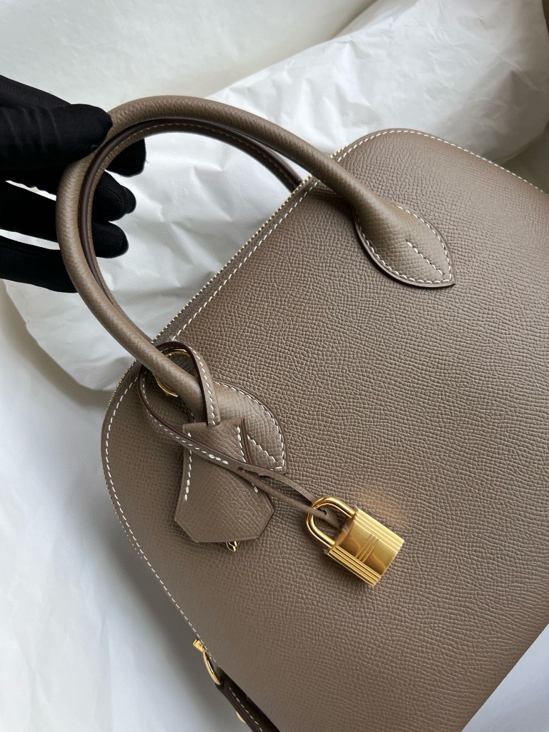 Hermès（爱马仕）Bolide 保龄球包 Epsom 原厂掌纹皮 ck18 大象灰 etoupe 金扣 25cm 顶级手缝
