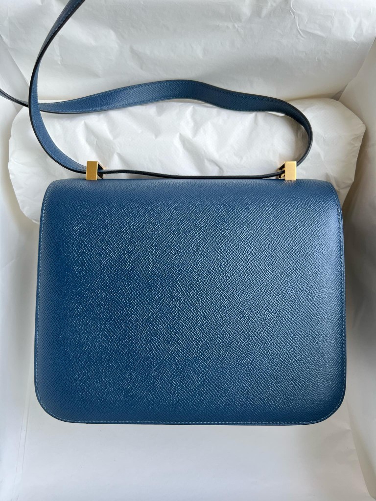 Hermès(爱马仕)Constance 康斯坦斯 Epsom 掌纹皮 S4 深邃蓝 deep blue 金扣 24cm 顶级手缝-拉尔森鳄鱼皮具定制 - 爱马仕包包官网 Hermès(爱马仕)Constance 康斯坦斯 Epsom 掌纹皮 S4 深邃蓝 deep blue 金扣 24cm 顶级手缝