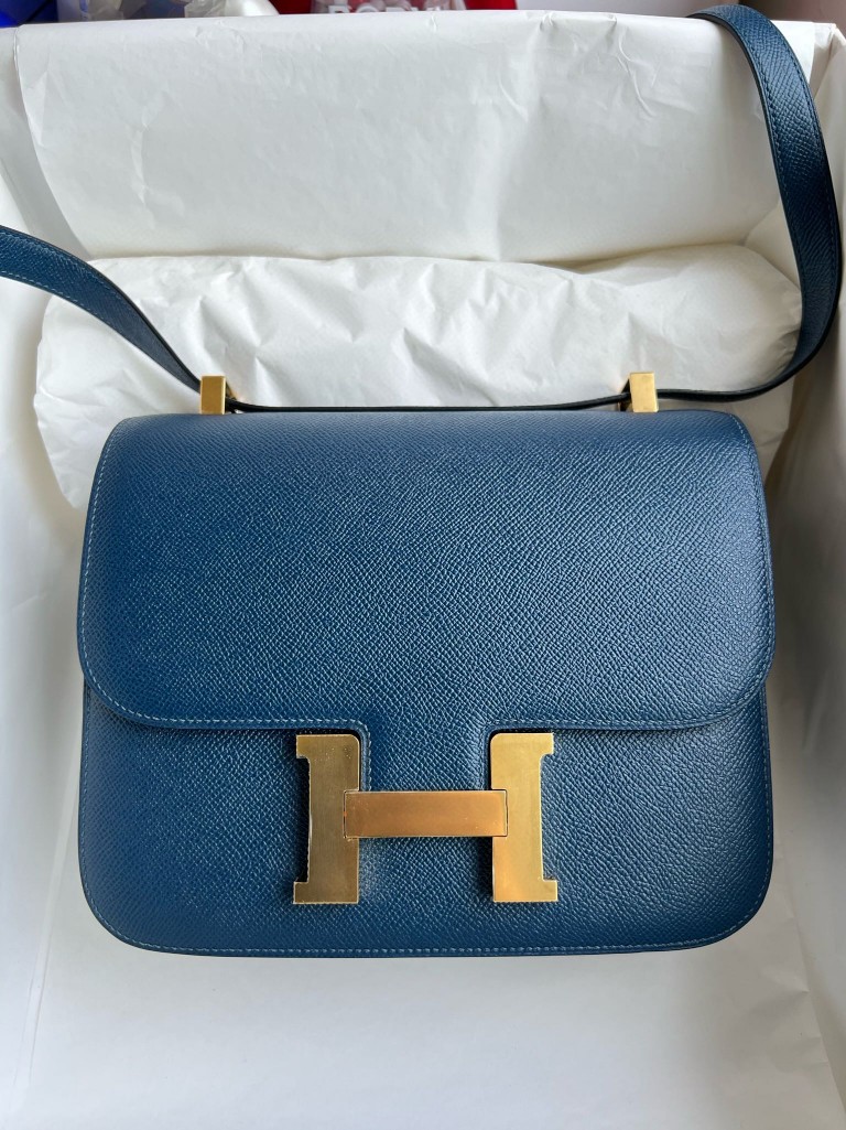 Hermès(爱马仕)Constance 康斯坦斯 Epsom 掌纹皮 S4 深邃蓝 deep blue 金扣 24cm 顶级手缝-拉尔森鳄鱼皮具定制 - 爱马仕包包官网 Hermès(爱马仕)Constance 康斯坦斯 Epsom 掌纹皮 S4 深邃蓝 deep blue 金扣 24cm 顶级手缝
