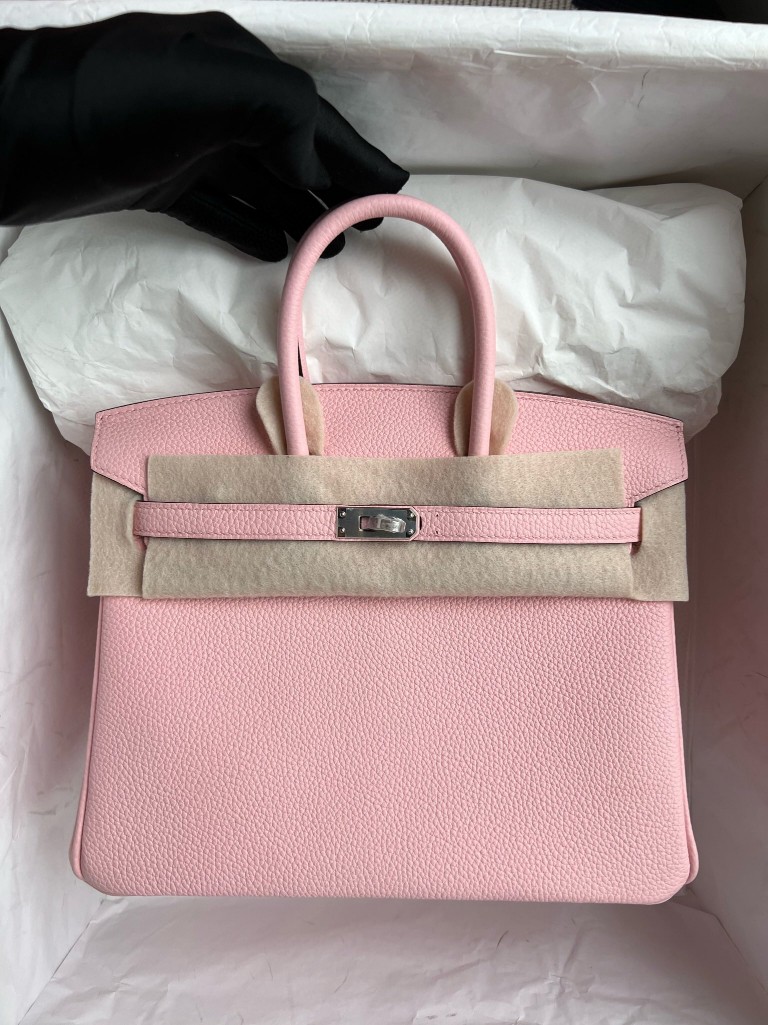 Hermès(爱马仕)Birkin 铂金包 togo 小牛皮 3Q粉 rose sakura 银扣 25cm 顶级手缝-拉尔森鳄鱼皮具定制 - 爱马仕包包官网 Hermès(爱马仕)Birkin 铂金包 togo 小牛皮 3Q粉 rose sakura 银扣 25cm 顶级手缝